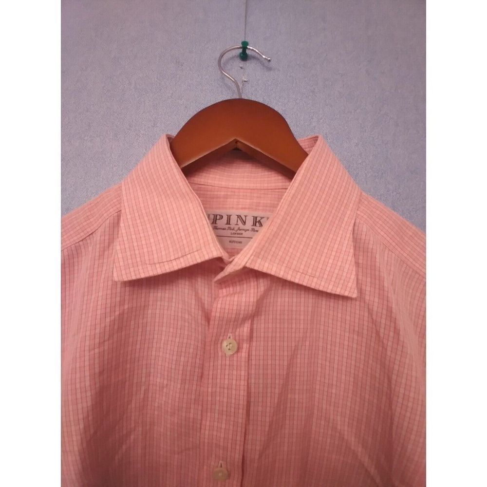 PINK Thomas Pink Dress Shirt Checkered Button Up Long Sleeve Mens Size?